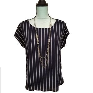 IRIS Striped Nautical Shoulder Top Navy/White XL